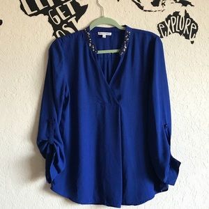 Bright blue chiffon blouse